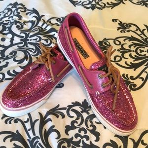 Sparkly pink Sperrys